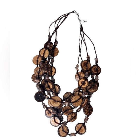 Vintage Boho Multi-Strand Brown Necklace - Picture 2 of 4